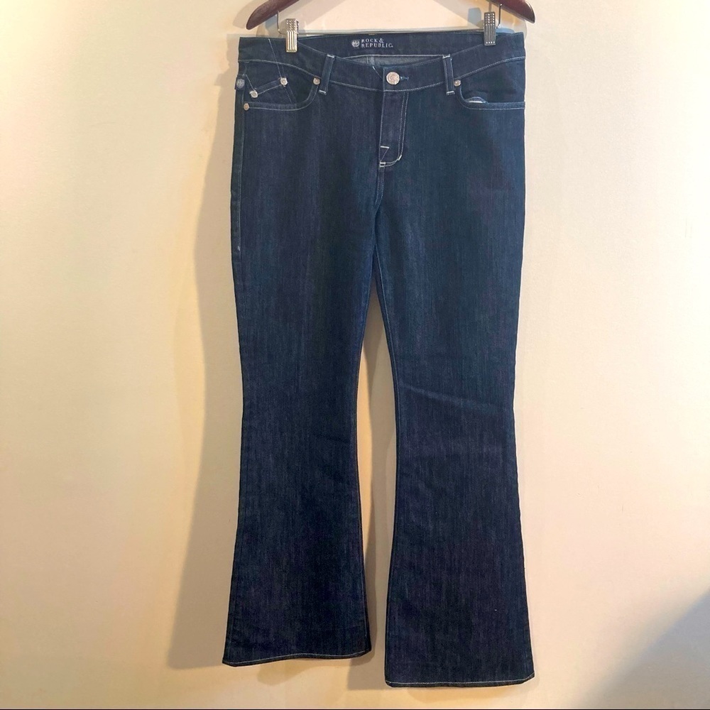 ROCK & REPUBLIC Sz 32 Bootcut Mid-Rise Dark Wash Jeans